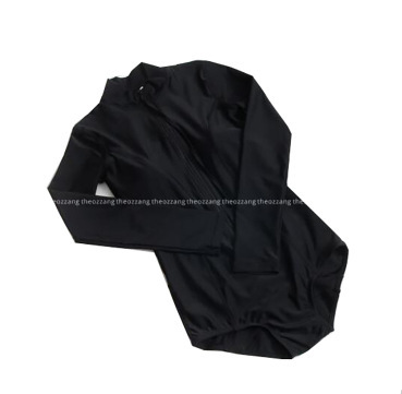 Korean long-sleeved swimsuit women's triangle one-piece black belly-covering slimming ins sun protection quick-drying sports hot spring swimsuit