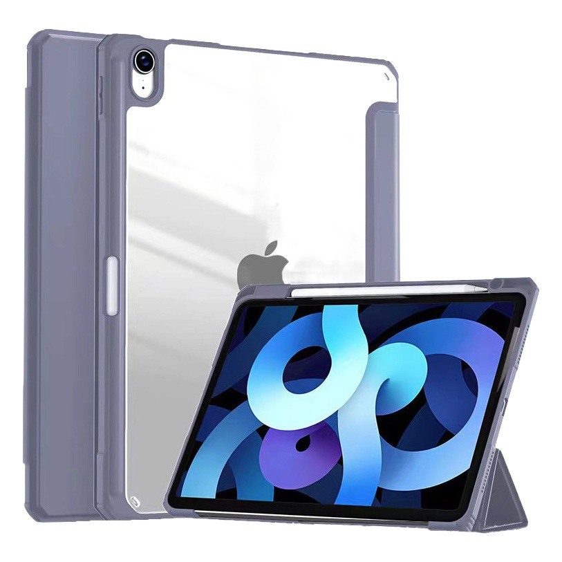 Funda protectora ipad2022 aplicable con ranura para bolígrafo 10.2 tri-fold acrílico transparente anti-flexión Shell 10,9 tableta Funda de cuero