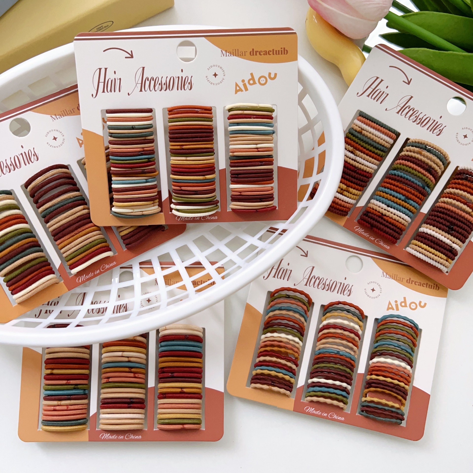 Morandi color children's basic model rubber hair tie, non-hair damaging high elasticity hair tie, baby thumb hair tie