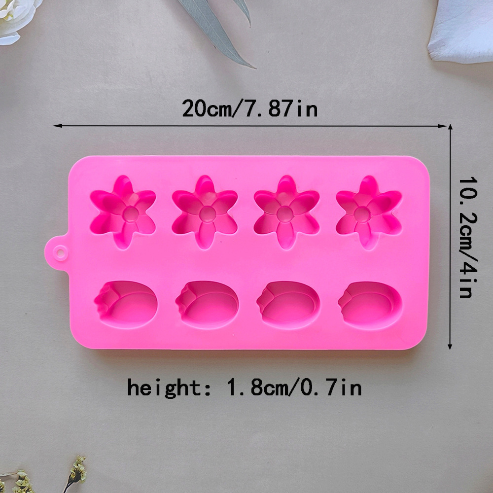 8 líneas de 2 flores 730 silicona chocolate molde de hielo molde de chocolate molde de dulces