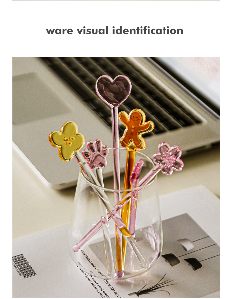 Cute Cartoon Flower Heat-Resistant Glass Stirring Rod 1 Piece display picture 5