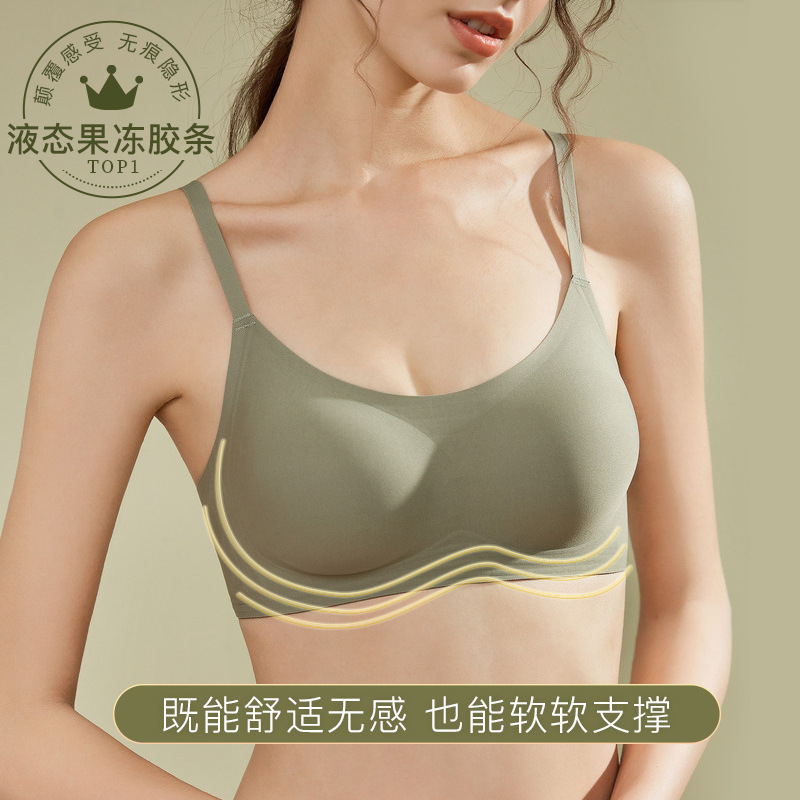 Guangdong Shantou underwear seamless underwear ladies no steel ring jelly bra small chest gathered bra bra wholesale Guangdong Shantou underwear seamless underwear ladies no steel ring jelly bra small chest gathered bra bra wholesale