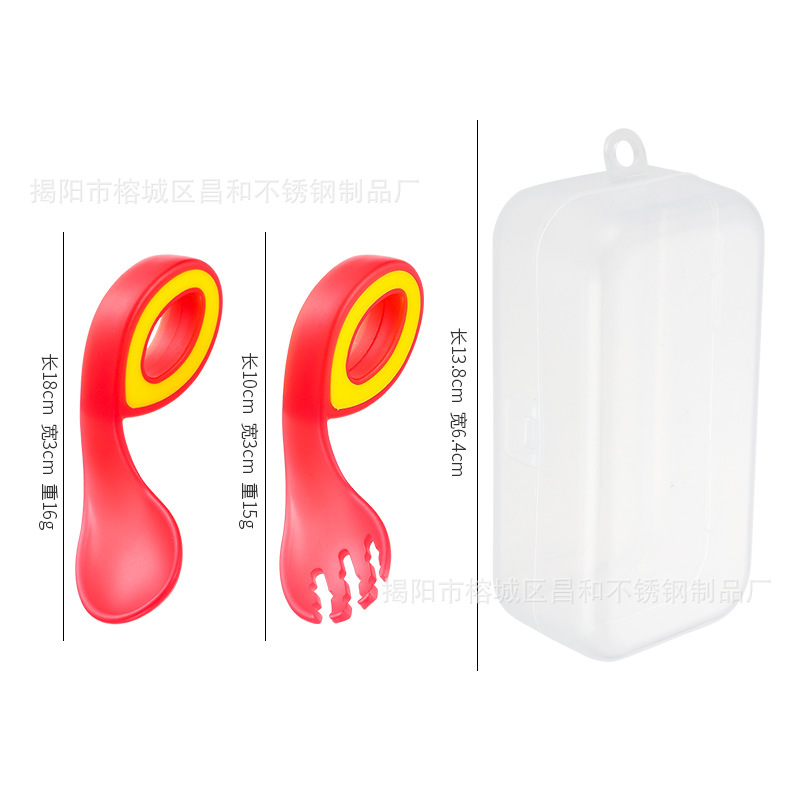 적색 온도에 민감한 구부러진 손잡이 스푼 포크 (상자 포함)