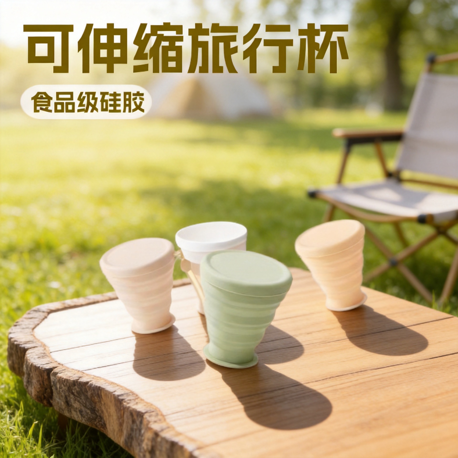 Collapsible water cup, portable outdoor camping travel cup, food-grade silicone retractable and compressible toothbrush cup
