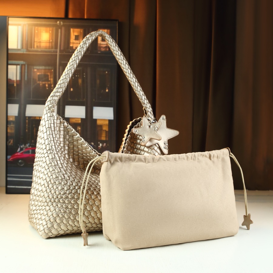 Sommerfrische, gewebte Schultertasche für Damen, Handtasche im Korbstil, fünfzackiges Sterndesign, Mutter-Tochter-Mode, Neuheiten_voghion.com