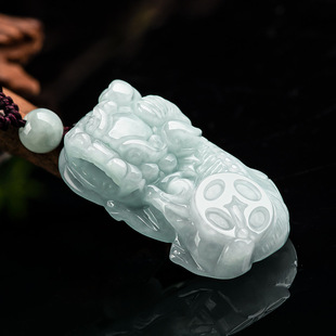 Natural Burmese A Goods Jade Ruyi Money Overlord Pi Xiu Glutinous Jade Pendant Tongcai Pendant for Men and Women