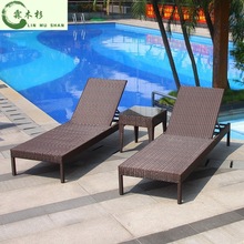 户外躺椅游泳池休闲沙滩椅躺床别墅庭院大露台休息长椅藤编躺椅子
