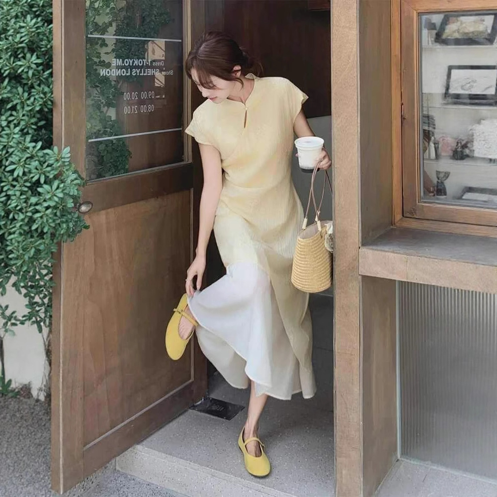 New Chinese Style Improved Fake Two-Piece Cheongsam Skirt for Women 2025 Early Summer Wear New Dress Elegant and Appropriate Skirt