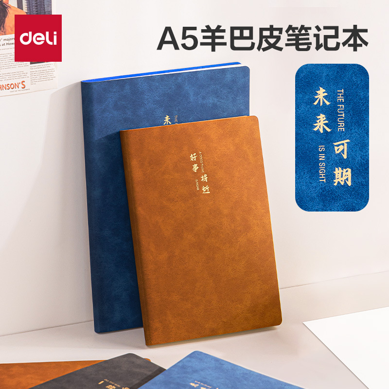 Delit a5 cuaderno de cuero de oveja cuaderno de cuero de cuero suave cuaderno de actas de reuniones de oficina de negocios grueso