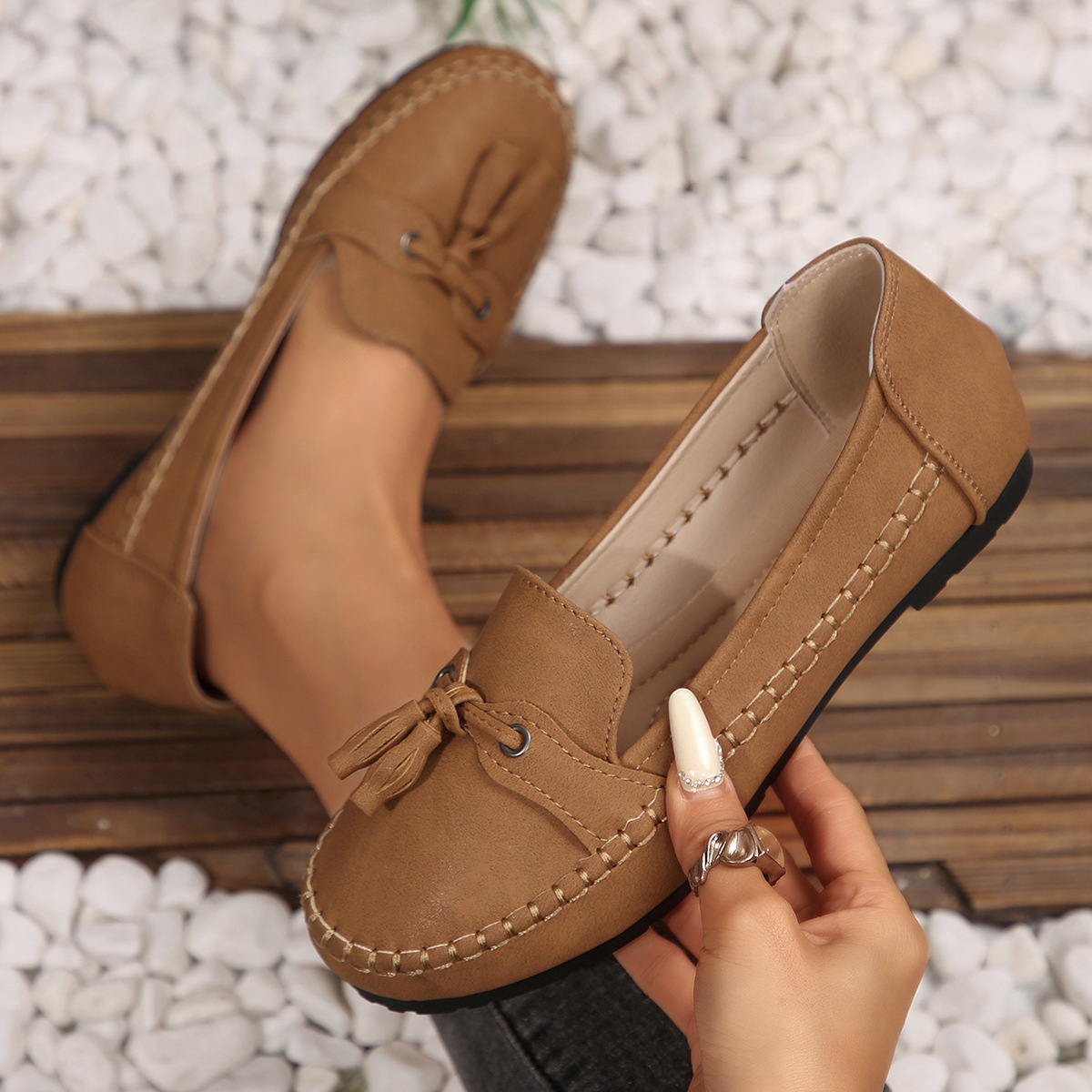 Women's Classic Tassel Loafers Slip-On Shoes - Spring Summer Casual Comfortable Flat Shoes For Women_vogvips.com