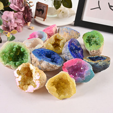 厂家直销天然摩洛哥水晶洞电镀彩色水晶洞聚宝盆水晶原石跨境批发