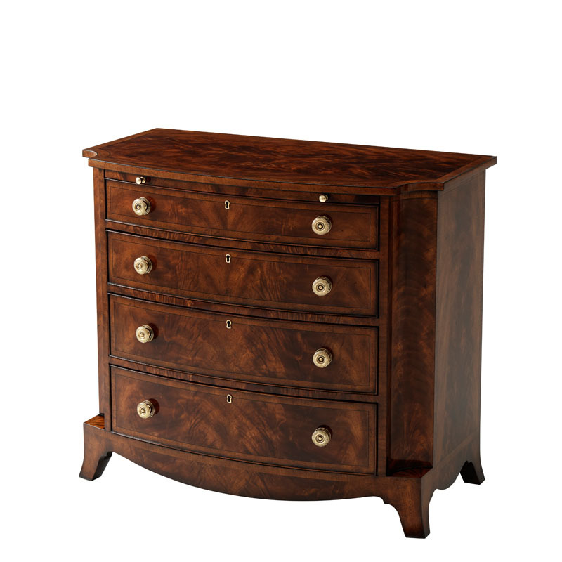 British Neoclassical Rosewood Dresser with Alexander Decor Storage Cabinet, Laca&ccedil;a Wood Texture Inlaid Bedside Table