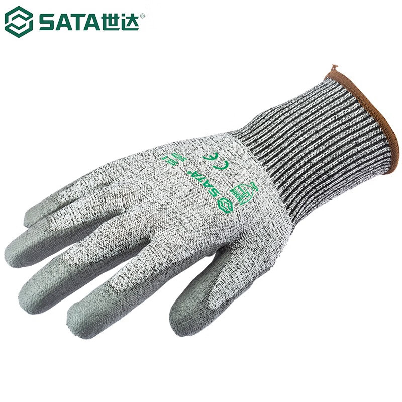 世达防割手套建筑工地焊工PU掌浸抗切割丁腈磨砂HPPE防护手套
