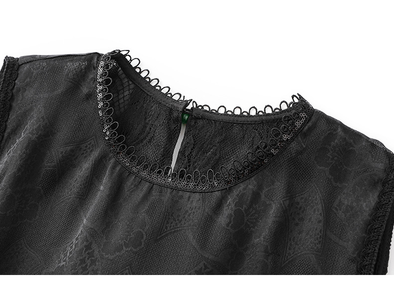 Áo hai dây organza ren cổ tròn phong cách thanh lịch mùa hè — Màu đen chi tiết 37