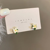Design fresh silver needle, white earrings, silver 925 sample, flowered, simple and elegant design