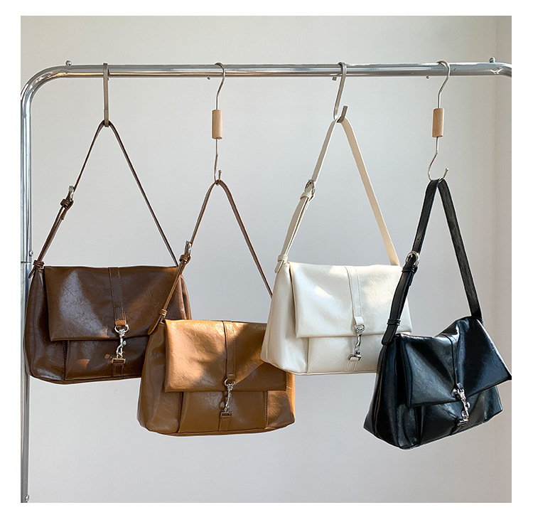 Nuova borsa a tracolla in morbida pelle PU per donna, versatile, grande capacità, con nicchia sottobraccio, fibbia a gancio con patta,_voghion.com