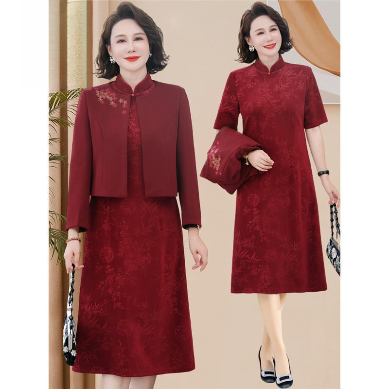 High-end Atmospheric Mother-in-law Wedding Dress for Your Lady 2025 Spring and Autumn New Mother's Two-piece Dress High-end Atmospheric Mother-in-law Wedding Dress for Your Lady 2025 Spring and Autumn New Mother's Two-piece Dress