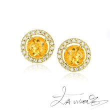 逆袭系列 925银镶嵌黄水晶 南非钻石耳钉