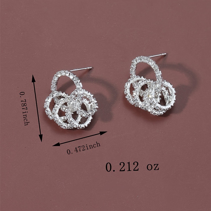 Nuevo rhinestone 5 pendientes círculo Cruz Corea del Sur dulce pequeño círculo pendientes moda europea y americana personalizada pendientes redondos image 4