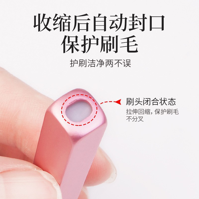 Pincel para labios, pincel para lápiz labial, pincel de maquillaje, retráctil, portátil, con tapa, cabeza redonda, silicona, mini herramienta de belleza para difuminar labios y corrector