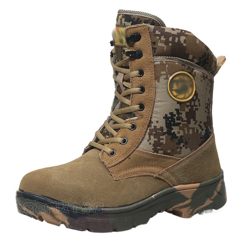 Зимняя холодостойкая обувь, шерстяные зимние сапоги, мужские короткие сапоги, утолщенные теплые мужские ботинки, износостойкая обувь для охраны труда на хлопковой подкладке, камуфляжные кожаные ботинки