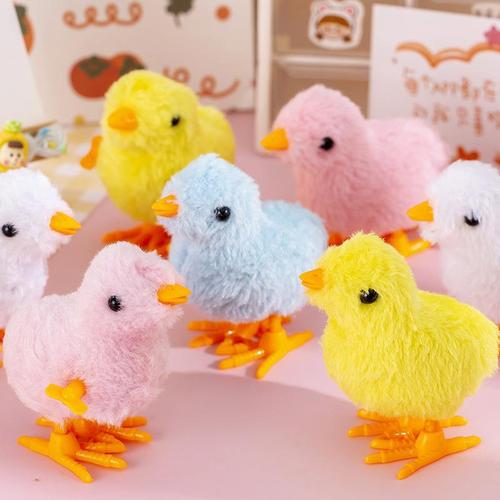 Fuzzy little chicken without wings, jumping chicken with chain toy, plush spring chicken, 1 yuan street stall toy wholesale