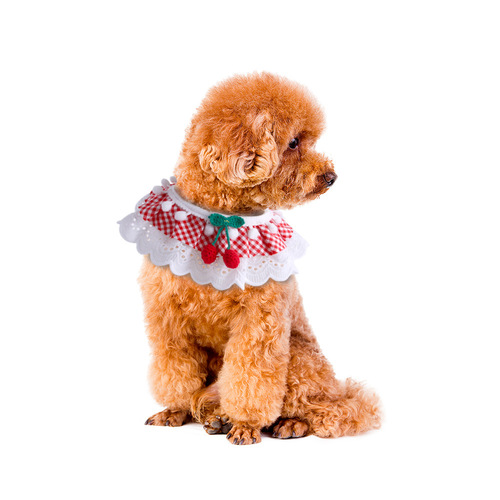 T manufacturer fairy style pet lace scarf bib plaid flower cat collar dog necklace