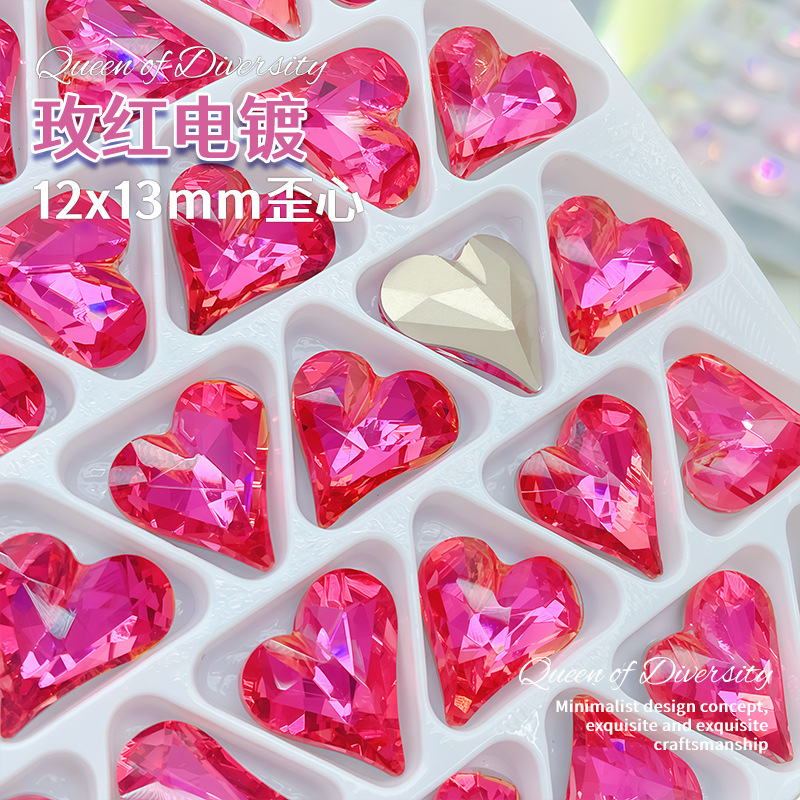 12*13mm 로즈 레드 전기 도금 카드 슬롯 비뚤어진 중심