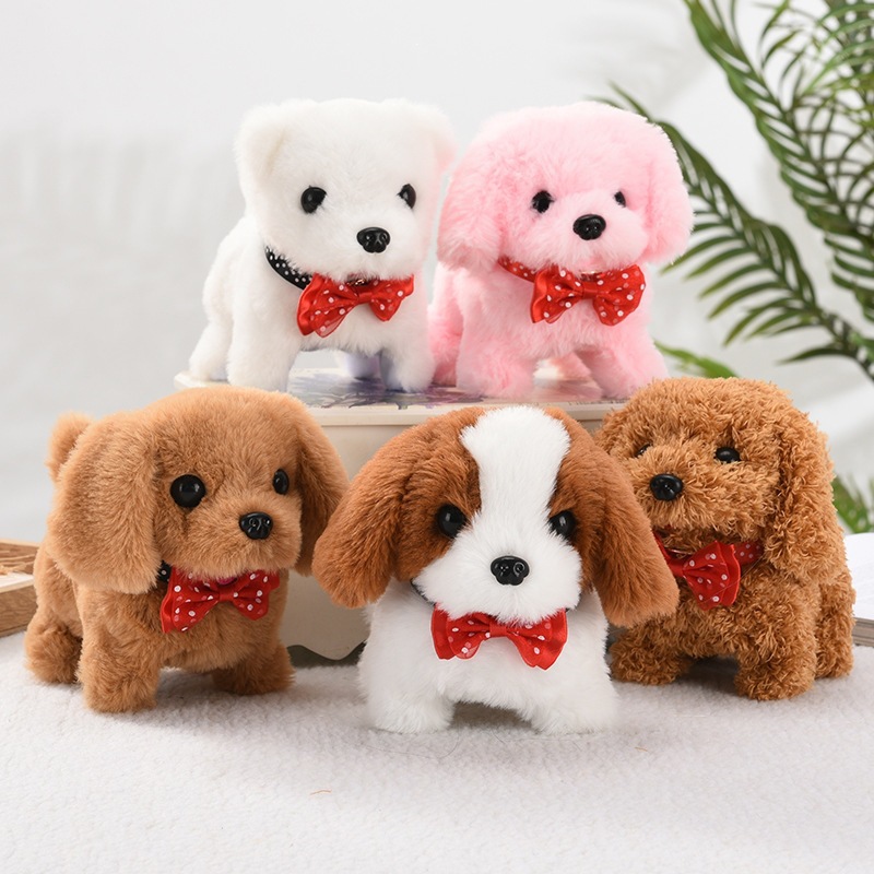 Simulación de perros eléctricos de peluche, perros eléctricos caminarán, llorarán, asentiendo con la cabeza y sacudiendo la cola, juguetes para niños, perros al por mayor image 3