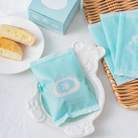 卡通手绘蓝色冰面包袋子 棉纸包装袋红豆烘焙独立包装盒机封