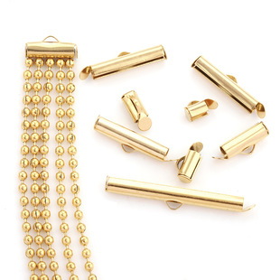 18k Gold Stainless Steel Bead Chain Tube Breasted Gold Bead Chain Casing Tassel Necklace diy Clothing Decorative Accessories Material