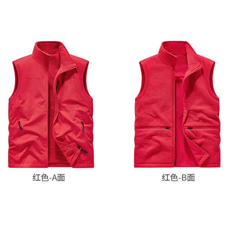 Fotografía al aire libre chaleco de pesca de pelusa transfronterizo doble cara con hombro de hombro de bolsillo chaleco de invierno personalizado hombre