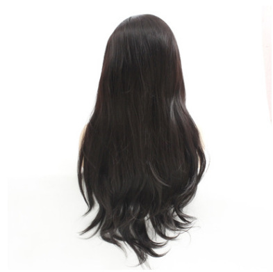 Fibra química de seda de alta temperatura media mano tejida peluca cubierta de cabello de moda europea y americana ondulación negra larga rizada de cabello LW0315