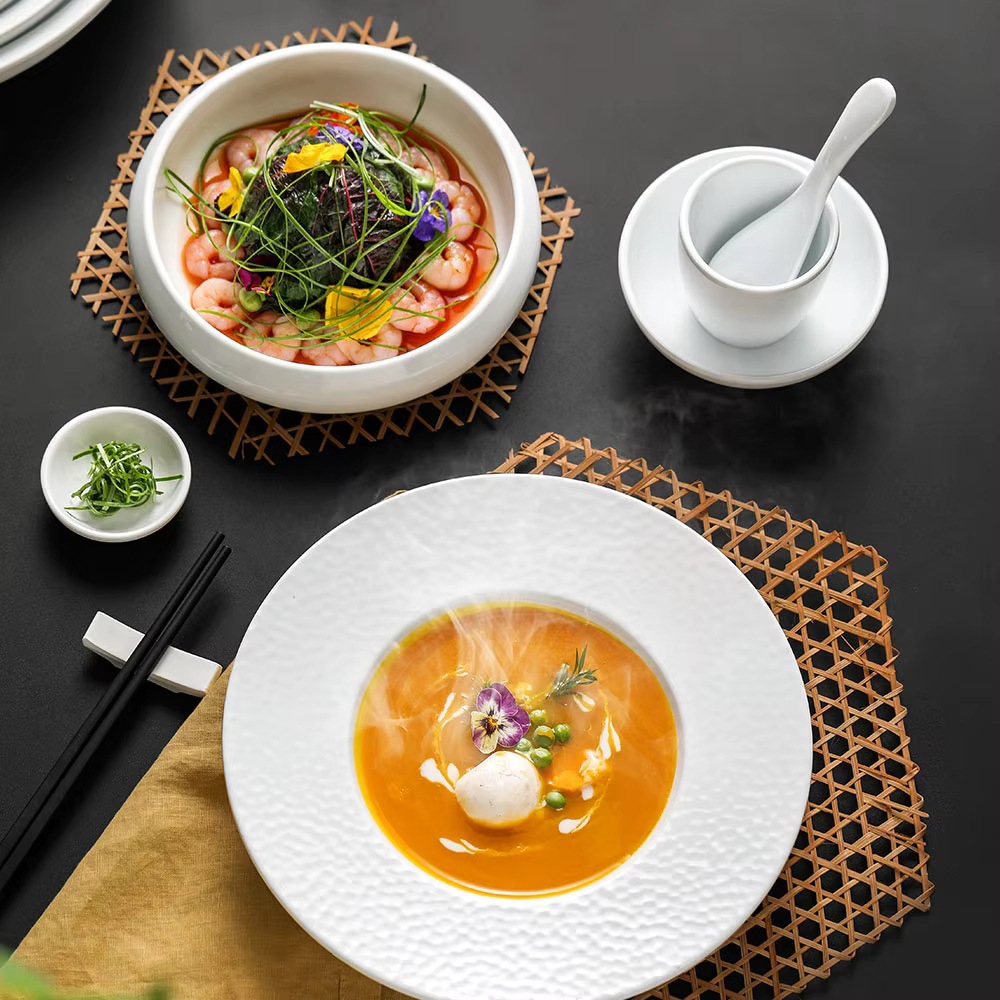 Factory-made Bohemian-style heat-resistant, dishwasher-safe, plant-patterned melamine tableware set