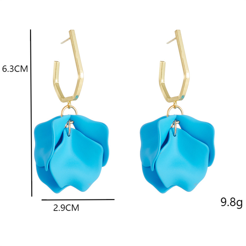 11g Weight Copper Ear Needle Material 1 Pair Casual Vacation Petal Stoving Varnish Arylic Drop Earrings