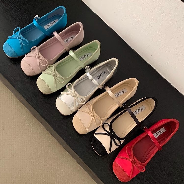 Zapatos Mary Jane de lazo suave francés, zapatos de mujer, aumento de principios de primavera, nuevos zapatos de ballet con faldas, zapatos individuales