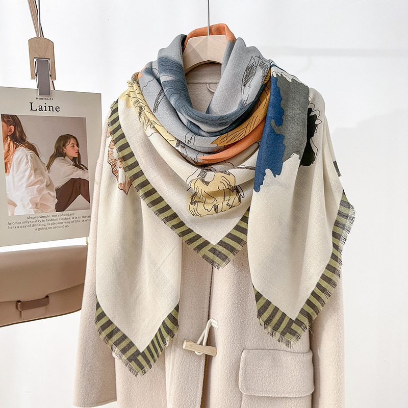 Europa y América tendencia transfronteriza red roja impresión floral de plantas toallas grandes nichos coreanos bufandas de seda delgadas