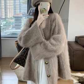 爆款新款韩版v领2025慵懒风针织开衫加厚外套宽松毛衣女秋冬外穿