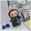 Overall, black T-shirt, woolen headband
