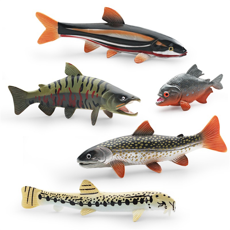 Transfronteriza simulación animal marino chino Loach flecha pescado rojo punto salmón piraña modelo adornos