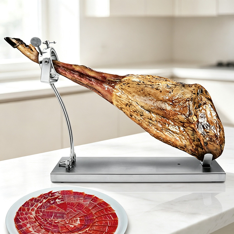 Soporte de exhibición de jamón español de acero inoxidable tamaño pequeño plegable italiano Iberia image 4