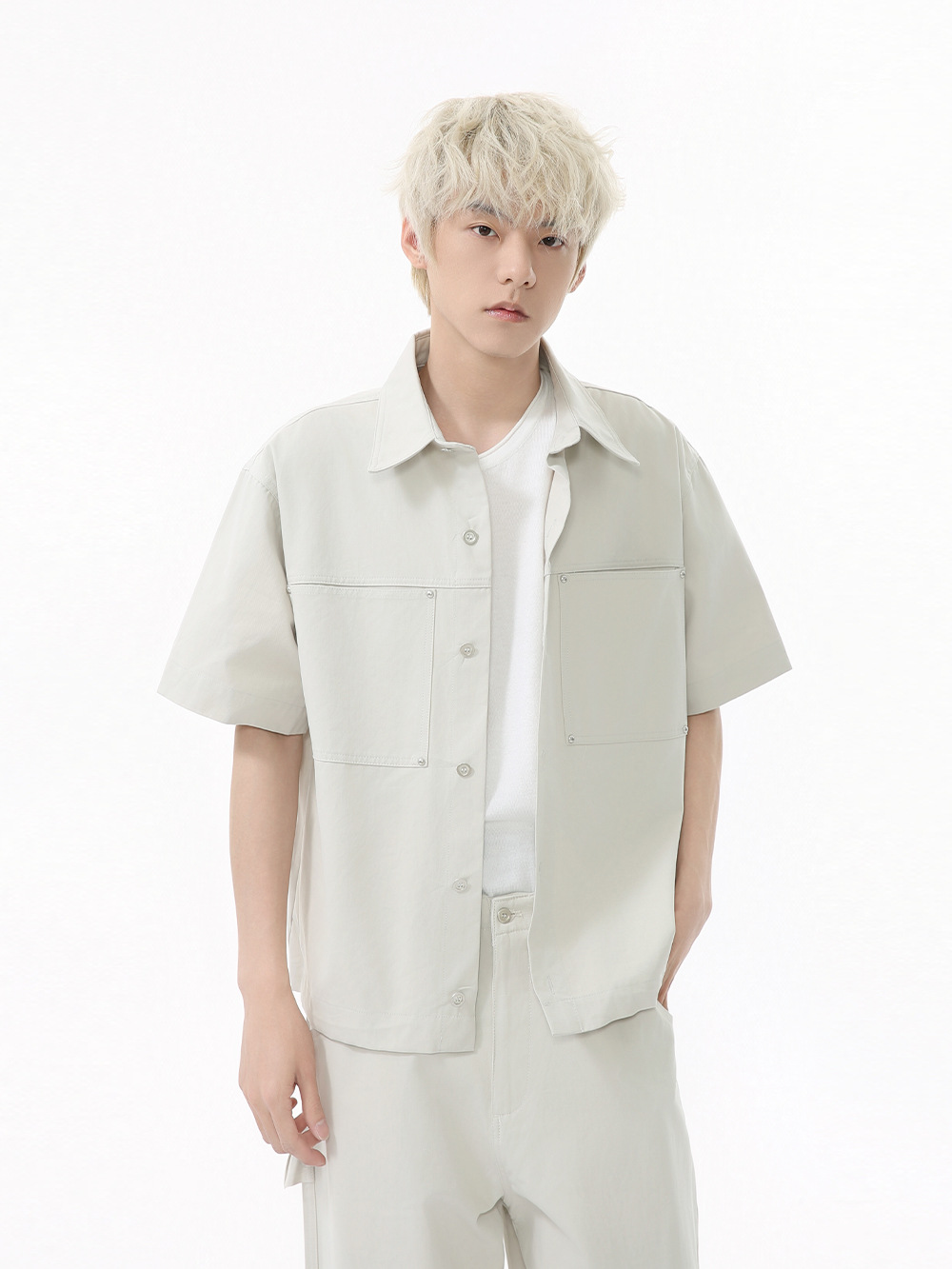 MTLCLOTHES para hombre | Camisa de solapa cleanfit de algodón coreano, ropa de trabajo de color sólido, traje casual de todo fósforo