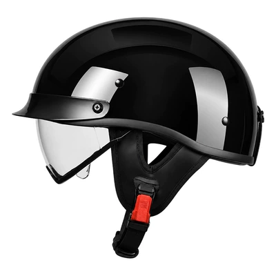 Motorcycle Safety Supplies — Helmet Summer - bright-black-transparent-mirror-m55-56-head-circumference