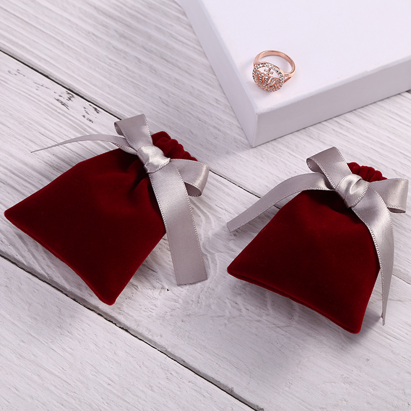 15g Weight Jewelry Packaging Bags Classification 1 Piece Quantity Indoor, Daily Occasion Flannel Material Bow Knot Pattern Cute, Simple Style Style Cute Simple Style Bow Knot Flannel Jewelry Packaging Bags 5