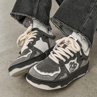 National Trendy Niche Design Flaming Mountain Shoes Women's Sports Casual All-match Trendy Shoes Vintage Deconstruction Couple's Trendy Sneakers