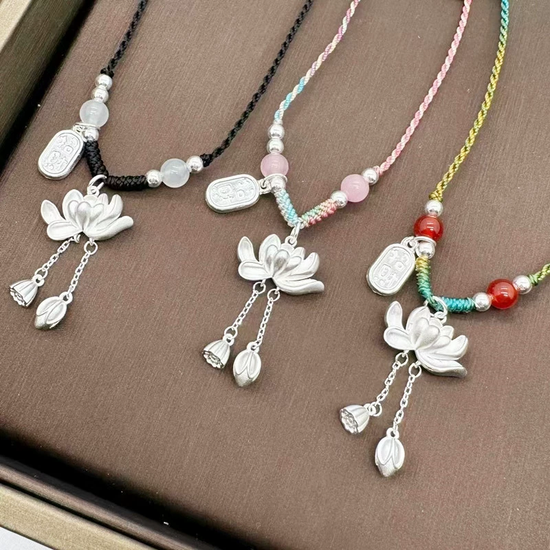 Silver bracelet, necklace with tassels, pendant, chain for key bag , 925 sample silver, high-quality style