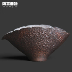 レトロ粗陶老岩泥鷹口手掴み正義杯個性創意石紋筋理茶海分茶器均水杯