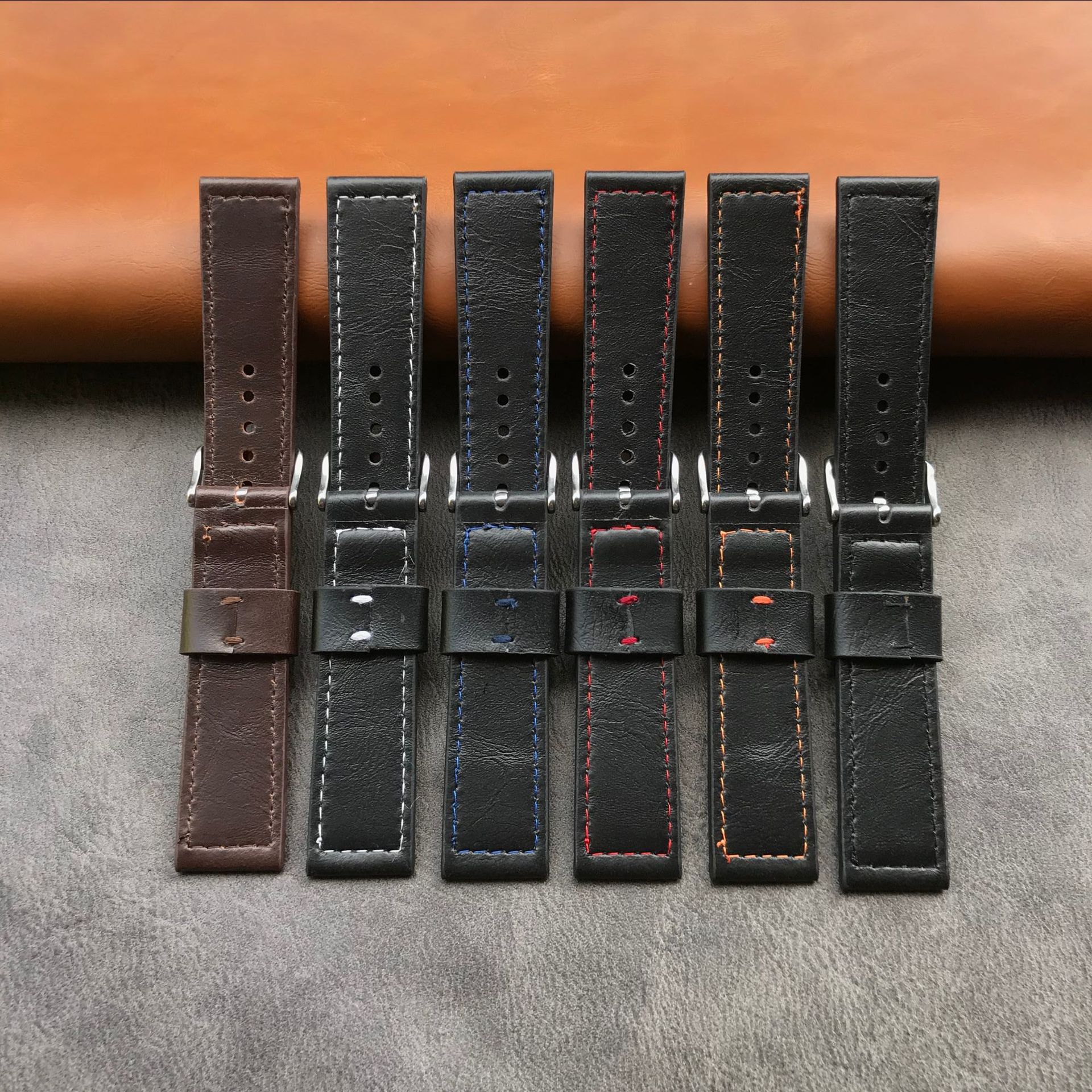 Fake casual realmente increíble correa de un solo anillo correa de cuero genuino línea multicolor 12-24mm multi-tamaño del interruptor del oído