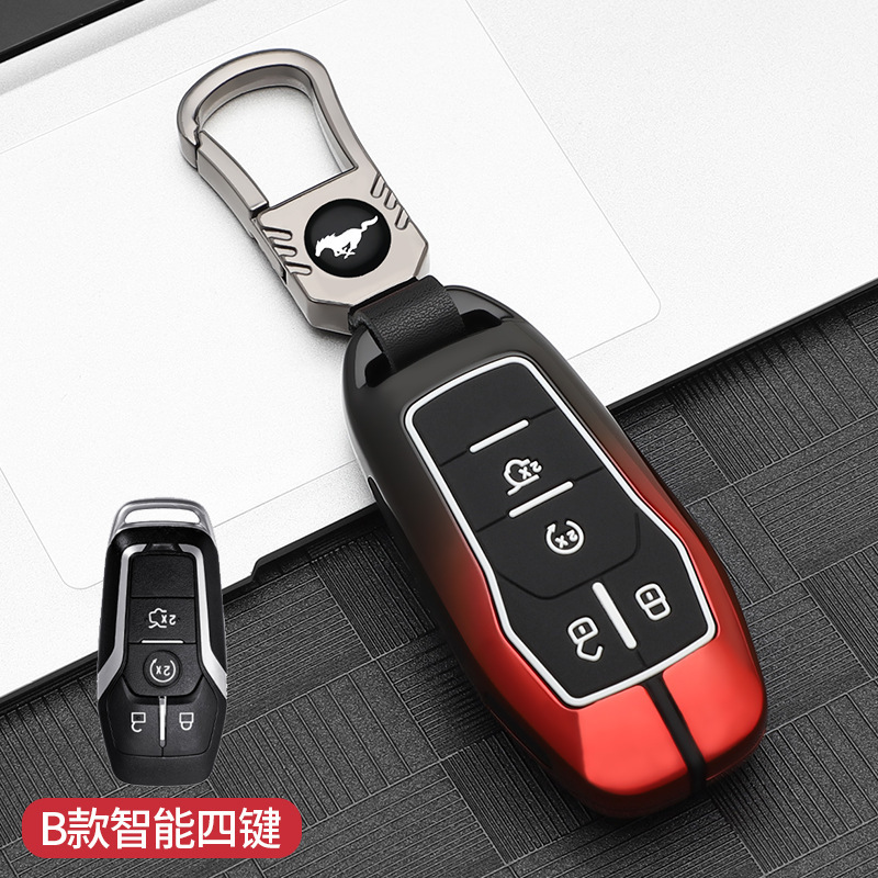 버튼 4개(쉘 + 자동차 로고 버클) 검정색과 빨간색