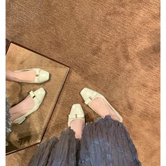 イブニングシューズ韓国風浅口シングルシューズシルバー婦人靴フレンチ初秋新作片足通勤靴女性用小さな革靴